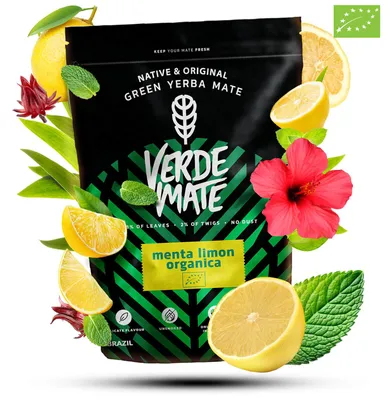 Produktbild von Verde Mate - Mate Tee Bio Organica Menta Limon 400g - Dicke Blätter 5mm, Luftgetrocknet - - Mild, Staubfrei - Yerba Mate Brasilien