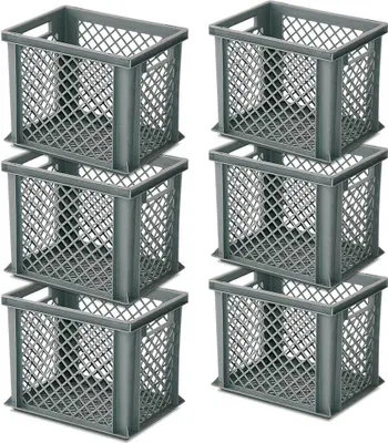Produktbild von 6x Stapelkorb / Eurobehälter, LxBxH 400 x 300 x 325 mm, grau, lebensmittelecht