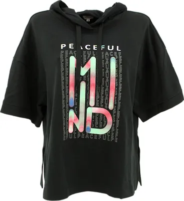 Produktbild von 27374 S. Oliver, , Damen T-Shirt Top mit Perlen, Sweaterstrick, schwarz mit print, 40