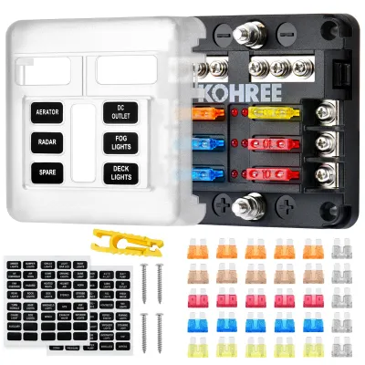6-fach ATO-Sicherungshalter 12-32V 100A mit LED + 10 Sicherungen