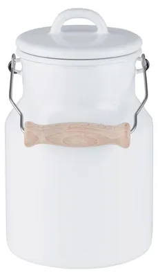 Produktbild von Riess „Grand-mère“ Milchkännchen, emaillierter Deckel/Holzgriff, 1,5 Liter, Emaille Classic Weiß