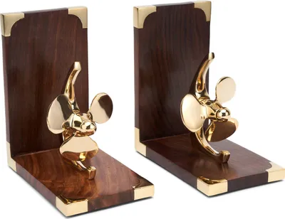 Produktbild von 1 Paar Maritim Buchstützen Schiffsschraube 29x9x15,5cm aus Holz und Messing