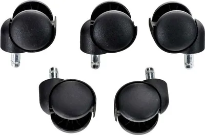 Immagine prodotto di set di 5 pezzi di rotelle per mobili in plastica - rotelle - rotolamento flessibile su pavimenti duri e morbidi, colore: nero