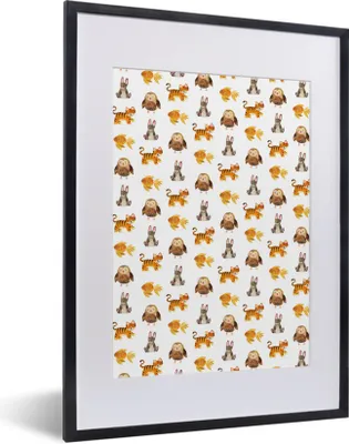 Produktbild von MuchoWow® MuchoWow® Gerahmtes Poster Tiere - Muster - Farben 30x40 cm - Poster mit zchwarzem Bilderrahmen - Wandposter Schlafzimmer