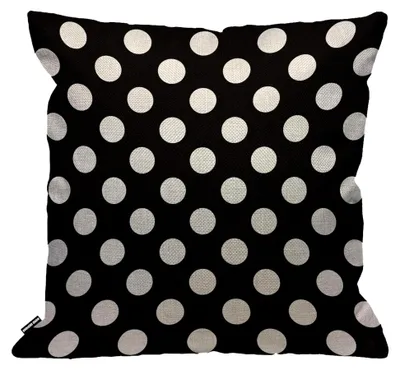 Produktbild von Kissenbezug mit Punkten und geometrischem Muster in Schwarz-Weiß, 45 x 45 cm