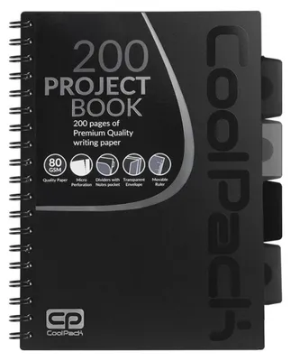Produktbild von CoolPack Spiralnotizbuch B5, kariert, Schwarz, 100 Blatt / 200 Seiten, Spiralbindung