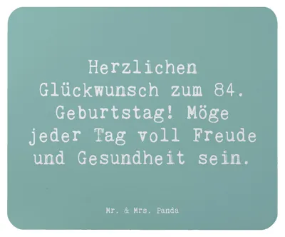 Produktbild von Mr. & Mrs. Panda Mauspad Spruch 84. Geburtstag - Meeresbrise - Geschenk, Gesundheit, laptop, mousematte, 84 Jahre, Mousepad, liebevolle Geschenke, pc, Mouse Pad