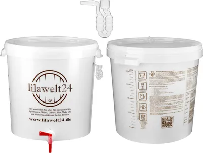 Produktbild von 1x 30l Kompletter Gärbehälter mit Winkel- GÄRRÖHRCHEN Gäreimer Eimer Fermentation Gärfass für die Vergärung von Bier, Wein