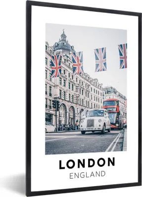 Produktbild von MuchoWow® Gerahmtes Poster England - London - Flagge 60x90 cm - Poster mit Schwarzem Bilderrahmen Wandposter Rahmen Foto Bilder - Kunst