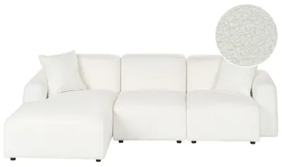 Produktbild von BELIANI 3-Sitzer Ecksofa Rechtsseitig Weiß Bouclé Gepolstert Modular mit Breiten Armlehnen 2 Dekokissen Freistellbar Modernes Polstersofa Modulsofa