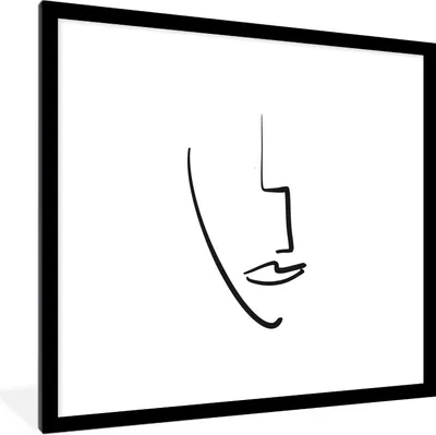 Produktbild von MuchoWow® Gerahmtes Poster Gesicht - Schwarz - Weiß - Abstrakt 40x40 cm - Poster mit Schwarzem Bilderrahmen Wandposter Rahmen Foto Bilder - Poster - Plakat im Rahmen