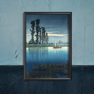 Produktbild von Poster - Canvas - Leinwand - 29,7 cm x 42 cm - Abend Ushibori Kawase Hasui