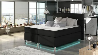 Obrázek produktu pro Manželská postel s osvětlením 180x200 ESTORIA - černá 2
