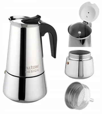 Produktbild von Espressokocher 200 Ml 4 Tassen Altom Design-Edelstahl für Induktion/Gas