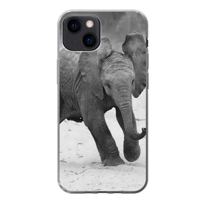 Produktbild von MuchoWow® Handyhülle Schutzhülle Hülle für iPhone 13 mini Elefant - Baby - Tiere - Kröte - Schwarz und weiß Silikon Softcase Handy Hülle - Softcase