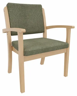 Produktbild von Schwerlaststuhl Alexander XXL – Stuhl mit Armlehnen für Schwergewichtige bis 250 kg – 52cm Sitzhöhe.Stoffbezug:Stoff Kariba Grün,Bodengleiter:Kunststoff Weiss