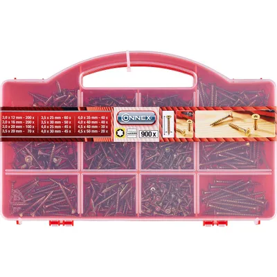 Zdjęcie produktu dla CONNEX DP8500085 Holzschrauben-Sortiment 900-teilig