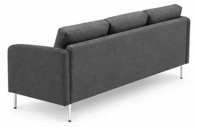 Obrázek produktu pro Šedá látková pohovka, třísedák, čalouněná, s kovovými nohami, moderní design