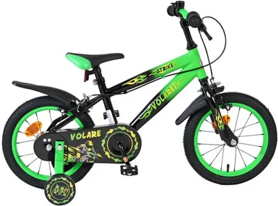 Produktbild von Volare Strike Kinderfahrrad - Jungen - 14 Zoll - Schwarz Grün - Zwei Handbremsen