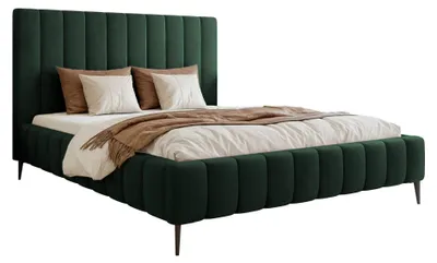 Image de Selsey Fiarro - Lit Tapissé 180x200 avec Tiroir de Lit, Pieds Métalliques, Velours, Vert Foncé