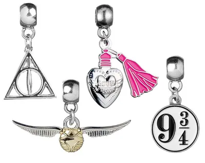 Image de Carat Shop, The Harry Potter Pendentif pack de 4 Schnatz/Heilümer/Platform 9 3/4/Liebestrank (argenté)