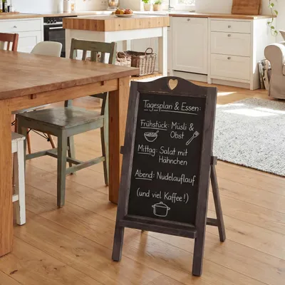 Produktbild von Werbetafel MCW-E51, Aufsteller Kreidetafel, 66x37x27cm Shabby-Look Vintage  grau-braun