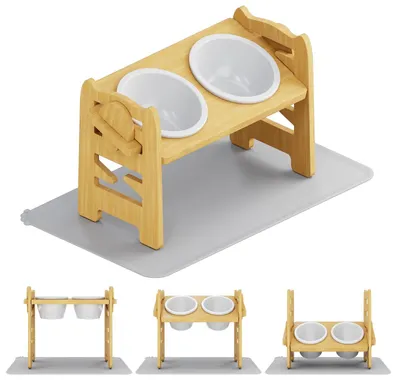Image de Omgoods - Gamelle surélevée réglable pour chiens, avec bacs en céramique
