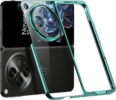 Image de Etui transparent ultrafin pour OnePlus Open / Oppo Find N3, étui en PC dur avec finition galvanisée vert
