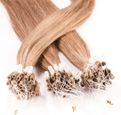 Produktbild von hair2heart Microring Extensions Echthaar glatt 8/01 Hellblond Natur-Asch - 25 Strähnen 0.5g 60cm, Echthaar Extensions für dauerhafte Haarverlängerung