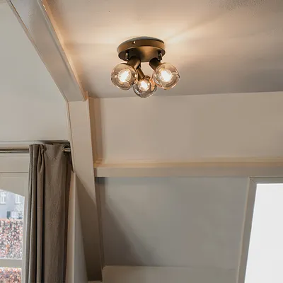 Produktbild von Smarter Deckenstrahler Schwarz mit Rauchglas inkl  3 WiFi P45 Vidro