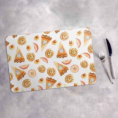 Produktbild von Tischset 4x45x30 cm Platzset Tischmatte Platzmatte Untersetzer - Kürbiskuchen Äpfel und Kekse