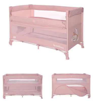 Produktbild von Lorelli Baby Reisebett Up´n Down, Öffnung, 2 Ebenen, Tragetasche, mit Rädern rosa