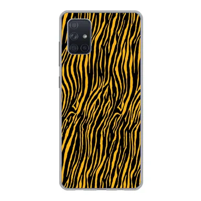 Produktbild von MuchoWow® Handyhülle Schutzhülle Hülle für Samsung Galaxy A71 Tigerdruck - Schwarz - Orange Silikon Softcase Handy Hülle - Kartenbesitzer