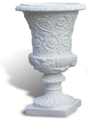 Produktbild von Casa Padrino Luxus Barock Blumentopf Weiß Ø 49 x H. 78 cm - Handgefertigter Barockstil Pflanzentopf aus hochwertigem Carrara Marmorkies - Barock Garten Deko - Luxus Qualität - Italy