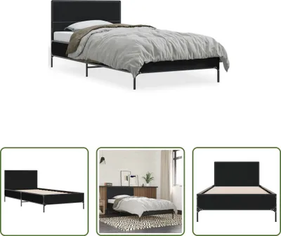 Produktbild von The Living Store Bettgestell Schwarz 90x200 cm Holzwerkstoff und Metall