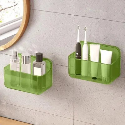 Obrázek produktu pro Sada průhledných samolepicích odkládacích polic Unyqoos do koupelny a kuchyně, 2 kusy, odolné proti korozi, snadná instalace