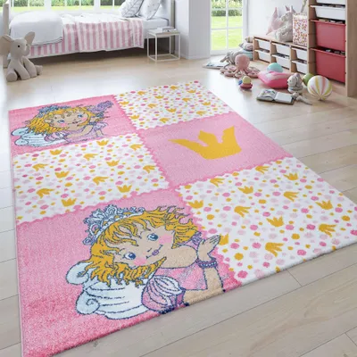 Produktbild von Paco Home Teppich Kinderzimmer Kinderteppich Kurzflor Lilifee Prinzessin Krone 120x170 cm