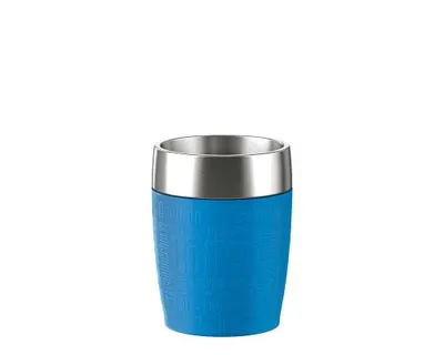 Produktbild von Emsa TRAVEL CUP Isolierbecher, 0,2L, blau, aus Edelstahl, schwappdichter Drehverschluss, 4h heiß / 8h kalt, für Pad-/Vollautomaten & Autohalterungen, als Eisbecher nutzbar