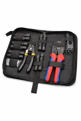Produktbild von MC4 Solar Werkzeug Set – Crimpzange Set für Solarkabel 2,5–6 mm² mit Abisolierzange & Tasche