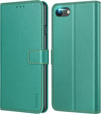 Produktbild von iPhone SE 2022 5G/SE 2020 Leder Handyhülle Blaugrün