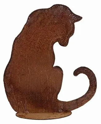 Image de Décoration de jardin en métal rouillé, représentant un chat, de haute qualité, 35 cm