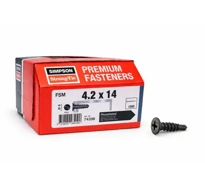 Obrázek produktu pro Simpson Strong-Tie šrouby pro rychlou montáž sádrokartonu PH2, fosfátované, 4,2 x 14 mm, 500 ks