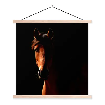 Produktbild von MuchoWow® Textilposter Pferd - Licht - Porträt 40x40 cm mit holzfarbenen Rahmen - Posterleiste