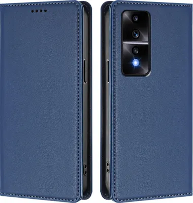 Produktbild von Handyhülle für Honor 80 GT, Kunstleder Klapphülle Stoßfeste Magnetische Hülle mit Ständer Dunkelblau