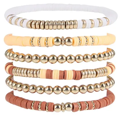 Produktbild von Cubahop Layered Boho Armbänder Bunte Preppy Armbänder Perlen Ästhetische Handgem
