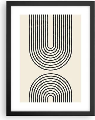 Produktbild von Gerahmtes Poster - Schwarzer Rahmen - Linien Oval Minimalismus - 30x40 cm - Wand Bild - Wanddeko - Wandbilder - Kunstposter - Wandposter - Bilderrahmen - Bilder - Kunstdruck - P2BPA30x40-4548