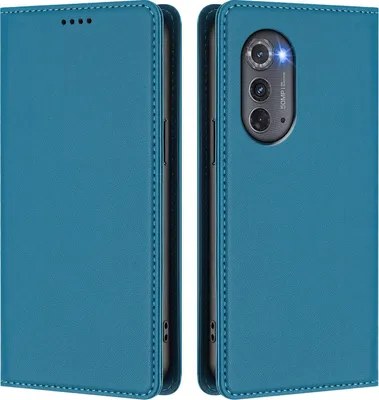 Obrázek produktu pro Kožené pouzdro pro Motorola Edge 2022, magnetické flipové pouzdro zPolyuretankůže se stojánkem Jezerní modrá