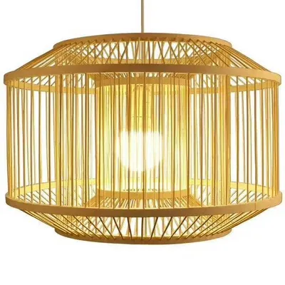 Zdjęcie produktu dla Fine Asianliving Bambusowa Lampa Wisząca Wisiorek Ręcznie Robiona - Carina D50xH35cm Lampa Wisząca Oświetlenie Bambusowy Abażur Tkana Lampa Oświetlenie Rotan