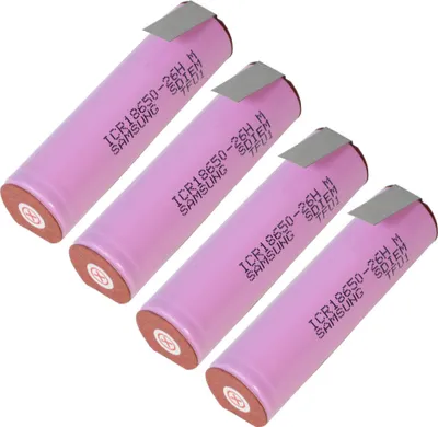 Produktbild von Trade-Shop 4x Samsung ICR18650-26J ICR1865026F ICR1865026H mit Z-Lötfahne versetzt Lithium-Ion Akku Industrie-Zelle 2600mAh 3,6V/3,7V 5,2A Entladestrom