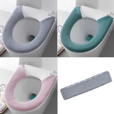 Imagen del producto de Funda para asiento de inodoro, suave, 3 unidades, 82x17 cm, lavable, de uso universal, para baño
